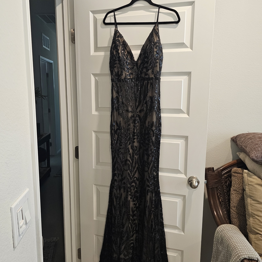 Fashion Nova Black Sequin Prom Dress